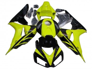 Green Glossy Black Geometric 2006-2007 Honda CBR1000RR Motorcycle Fairings