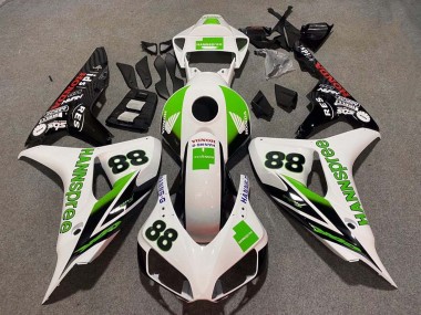 White Green Glossy Black Hannspree 88 2006-2007 Honda CBR1000RR Motorcycle Fairings