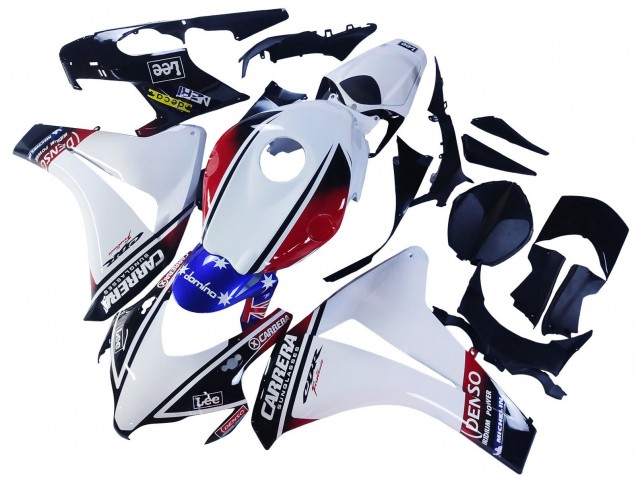 White Red Blue Black Star Lee Carrera 2008-2011 Honda CBR1000RR Motorcycle Fairings