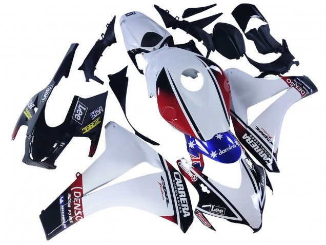 White Red Blue Black Star Lee Carrera 2008-2011 Honda CBR1000RR Motorcycle Fairings