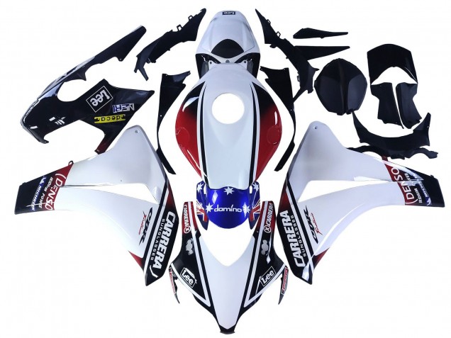 White Red Blue Black Star Lee Carrera 2008-2011 Honda CBR1000RR Motorcycle Fairings