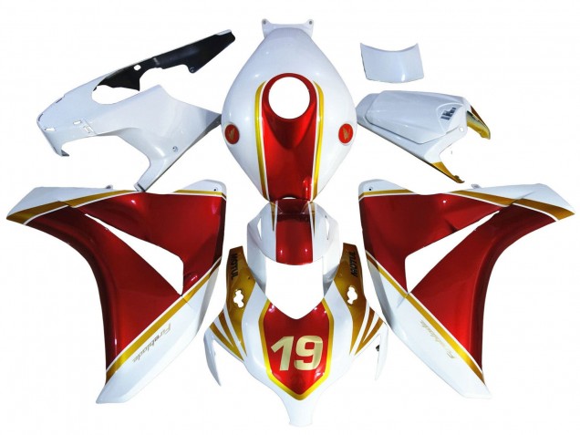White Red Gold 19 2008-2011 Honda CBR1000RR Motorcycle Fairings