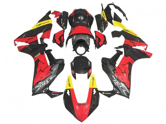Red Yellow Black Carbon Fiber 2017-2023 Honda CBR1000RR Motorcycle Fairings
