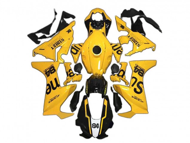 Yellow Glossy Black Supreme 84 2017-2023 Honda CBR1000RR Motorcycle Fairings