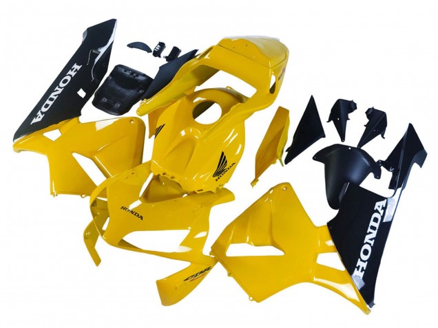 Yellow Glossy Black 2003-2004 Honda CBR600RR Motorcycle Fairings