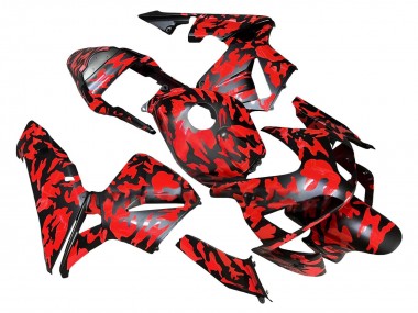 Black Red Grey Camouflage 2003-2004 Honda CBR600RR Motorcycle Fairings