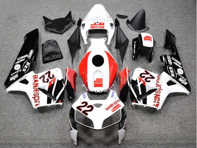 White Red Glossy Black HannSpree 22 2005-2006 Honda CBR600RR Motorcycle Fairings