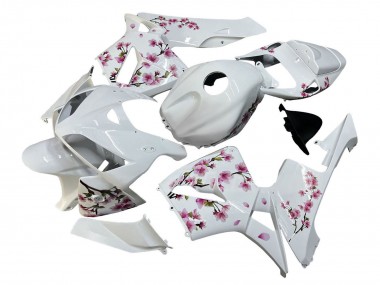 White with Cherry Blossom 2005-2006 Honda CBR600RR Motorcycle Fairings