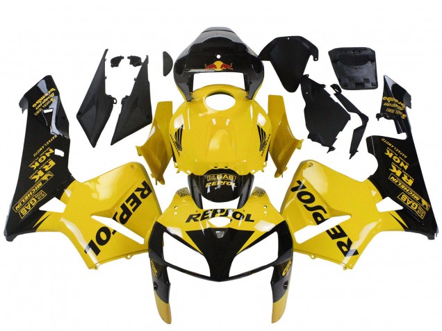 Yellow Black Repsol 2005-2006 Honda CBR600RR Motorcycle Fairings