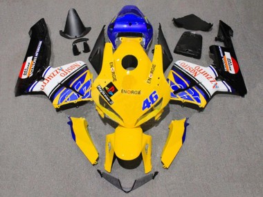 Yellow Blue White Nastro Azzurro 46 2005-2006 Honda CBR600RR Motorcycle Fairings