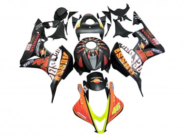Matte Black Orange Red Rossi Repsol 46 2007-2008 Honda CBR600RR Motorcycle Fairings