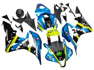 Green Yellow Glossy Black Shark 46 2007-2008 Honda CBR600RR Motorcycle Fairings