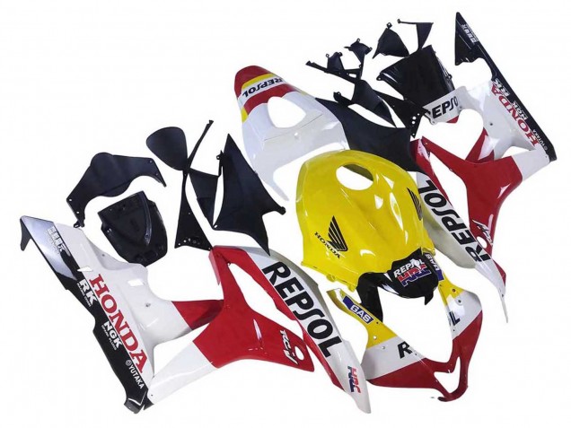 White Yellow Red Repsol HRC 2007-2008 Honda CBR600RR Motorcycle Fairings