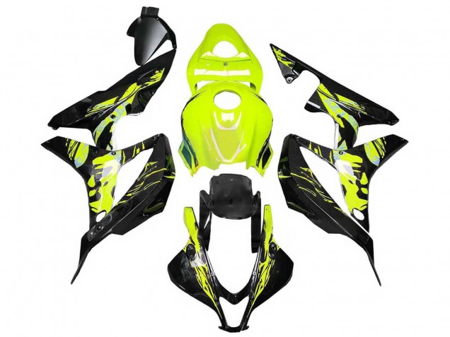 Yellow Glossy Black 2007-2008 Honda CBR600RR Motorcycle Fairings