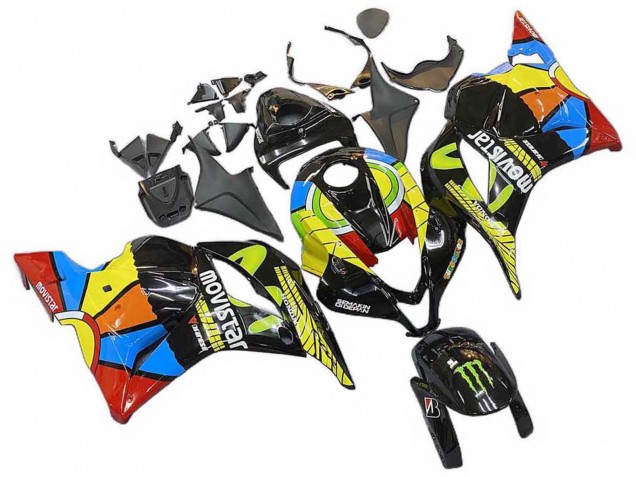 Black Multicolor MoviStar 2009-2012 Honda CBR600RR Motorcycle Fairings