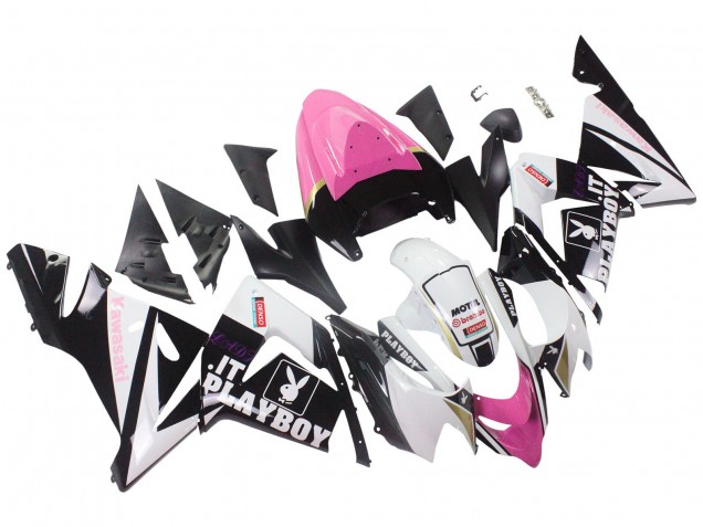 Black Pink White Playboy Motul 2004-2005 Kawasaki ZX10R Motorcycle Fairings