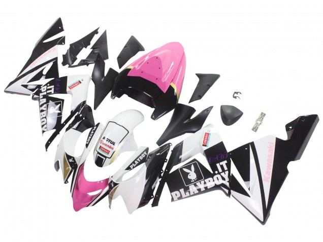 Black Pink White Playboy Motul 2004-2005 Kawasaki ZX10R Motorcycle Fairings