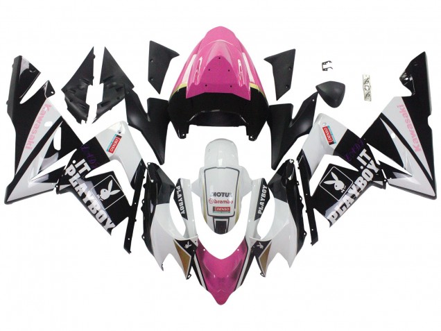 Black Pink White Playboy Motul 2004-2005 Kawasaki ZX10R Motorcycle Fairings