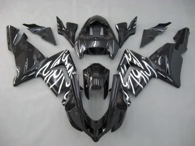 Black White 2004-2005 Kawasaki ZX10R Motorcycle Fairings