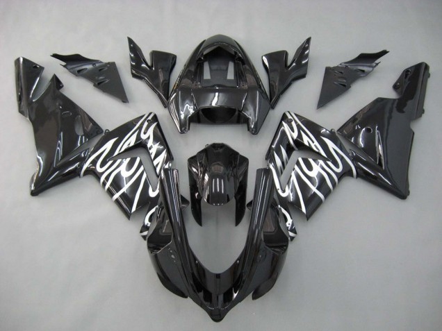 Black White 2004-2005 Kawasaki ZX10R Motorcycle Fairings