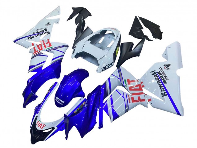 Glossy Blue White Fiat Motul 2004-2005 Kawasaki ZX10R Motorcycle Fairings
