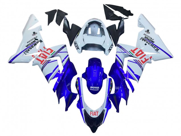 Glossy Blue White Fiat Motul 2004-2005 Kawasaki ZX10R Motorcycle Fairings