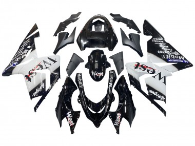 White Black West Ninja 2004-2005 Kawasaki ZX10R Motorcycle Fairings