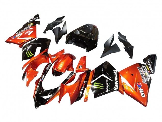 Burnt Orange Black Monster Elf 2004-2005 Kawasaki ZX10R Motorcycle Fairings
