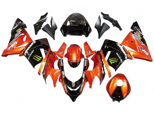Burnt Orange Black Monster Elf 2004-2005 Kawasaki ZX10R Motorcycle Fairings