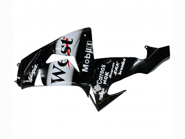 Glossy Black White West 2006-2007 Kawasaki ZX10R Motorcycle Fairings