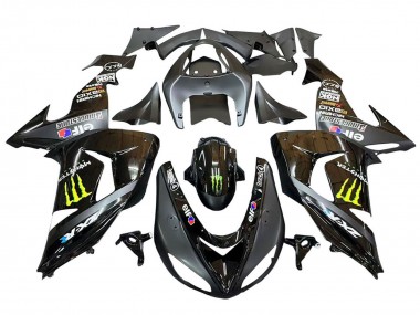 Grey Yellow Glossy Black Monster Elf 2006-2007 Kawasaki ZX10R Motorcycle Fairings