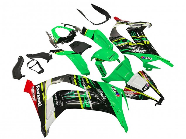 Green Yellow Black White Elf Monster 2011-2015 Kawasaki ZX10R Motorcycle Fairings