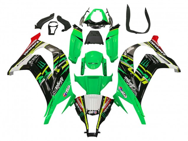 Green Yellow Black White Elf Monster 2011-2015 Kawasaki ZX10R Motorcycle Fairings