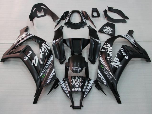 Glossy Black White Elf Snow Decal 2011-2015 Kawasaki ZX10R Motorcycle Fairings