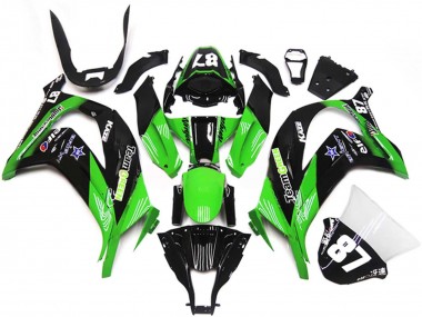 Green Glossy Black Blue Star Team Green 87 2011-2015 Kawasaki ZX10R Motorcycle Fairings