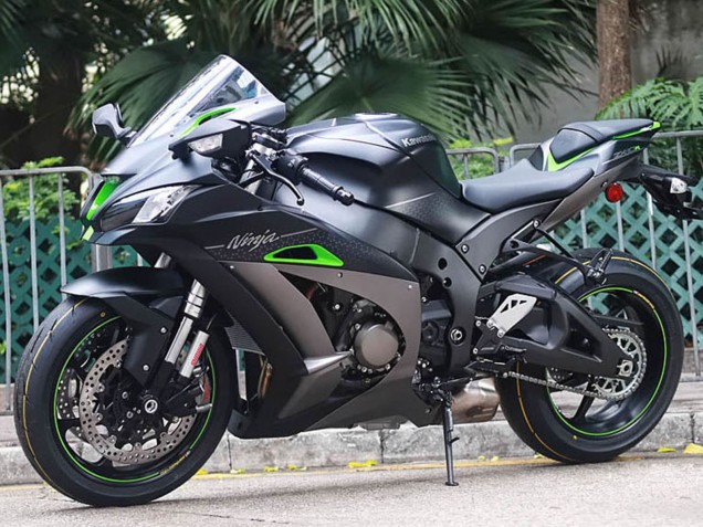 Matte Black Green White Honeycomb 2011-2015 Kawasaki ZX10R Motorcycle Fairings