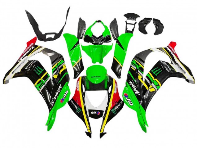 Green Yellow Red Black Elf Monster 2016-2020 Kawasaki ZX10R Motorcycle Fairings