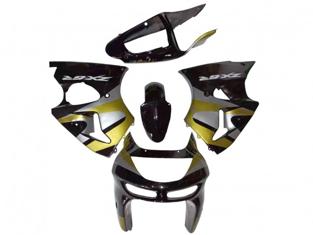 Glossy Black Silver Yellow 1998-1999 Kawasaki ZX6R Motorcycle Fairings