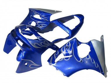 Blue Silver Flame 1998-1999 Kawasaki ZX6R Motorcycle Fairings