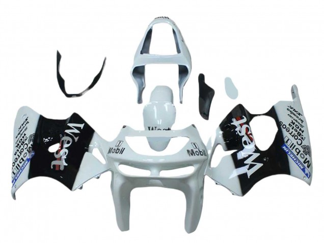 White Black West Mobil 1998-1999 Kawasaki ZX6R Motorcycle Fairings