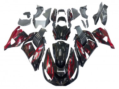 Glossy Black Red Flame 2006-2011 Kawasaki ZX14R ZZR1400 Motorcycle Fairing Kits