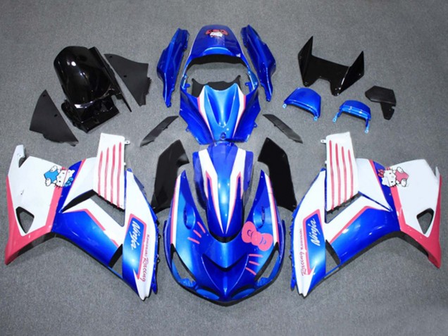 Blue White Pink 2006-2011 Kawasaki ZX14R ZZR1400 Motorcycle Fairings