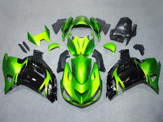Green Glossy Black 2006-2011 Kawasaki ZX14R ZZR1400 Motorcycle Fairings Kits
