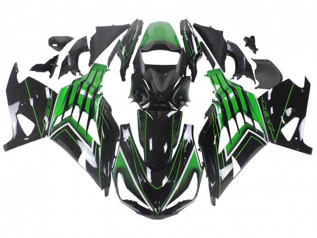 Green Glossy Black Stripe 2012-2024 Kawasaki ZX14R ZZR1400 Motorcycle Fairings
