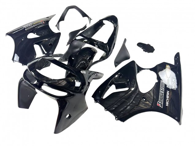 Glossy Black Yellow Elf Bridgestone 1998-1999 Kawasaki ZX6R Motorcycle Fairings