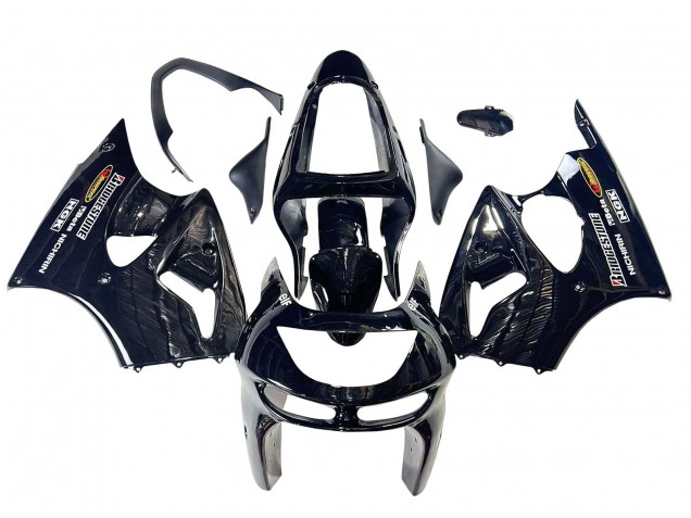 Glossy Black Yellow Elf Bridgestone 1998-1999 Kawasaki ZX6R Motorcycle Fairings