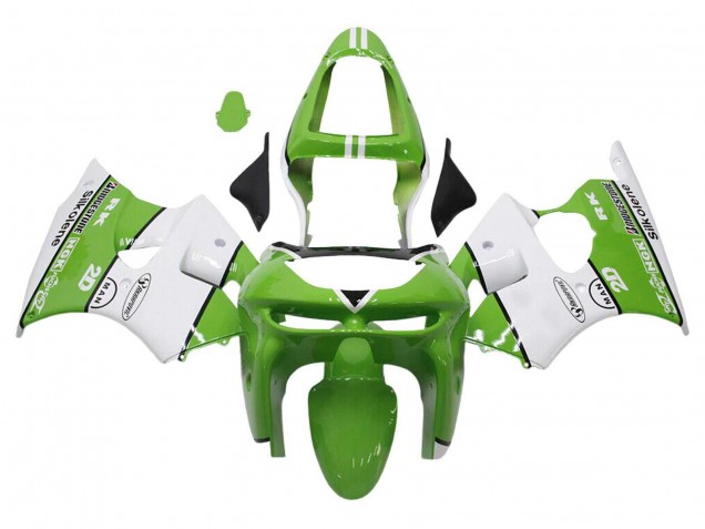 Green White Black Silkolene Bridgestone 1998-1999 Kawasaki ZX6R Motorcycle Fairings