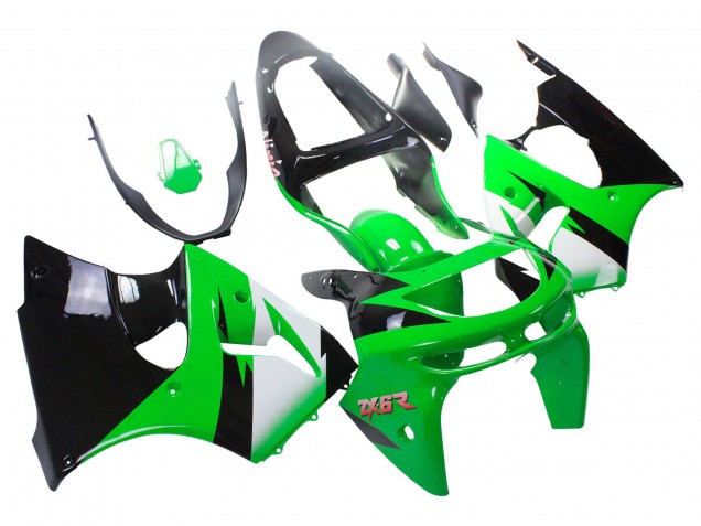 Green White Glossy Black 1998-1999 Kawasaki ZX6R Motorcycle Fairings