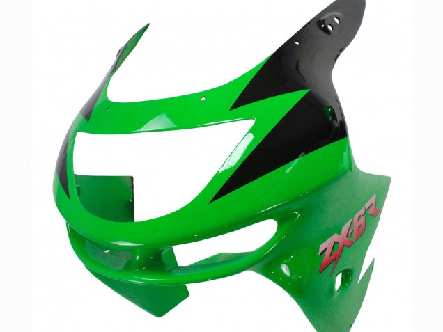 Green White Glossy Black 1998-1999 Kawasaki ZX6R Motorcycle Fairings