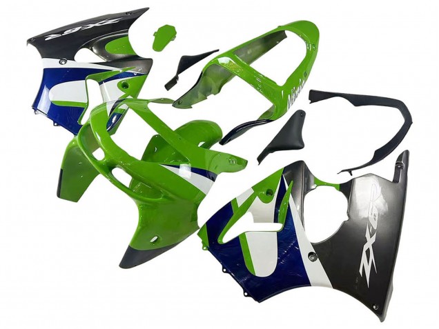 Green White Blue Silver Glossy Black 1998-1999 Kawasaki ZX6R Motorcycle Fairings